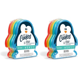 image:imageFit amp Fresh Cool Coolers Reusable Kids Lunch Box Ice Packs 4pk  Shaped Character Ice Packs for Kids Slim Design for Lunch Bags amp Coolers Quick Freeze BPAFree Pink BowsPenguin 8 Pack