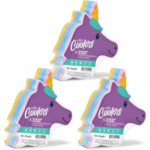 image:imageFit amp Fresh Cool Coolers Reusable Kids Lunch Box Ice Packs 4pk  Shaped Character Ice Packs for Kids Slim Design for Lunch Bags amp Coolers Quick Freeze BPAFree Pink BowsUnicorn  12 PK