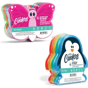 image:imageFit amp Fresh Cool Coolers Reusable Kids Lunch Box Ice Packs 4pk  Shaped Character Ice Packs for Kids Slim Design for Lunch Bags amp Coolers Quick Freeze BPAFree Pink BowsPenguin Butterfly