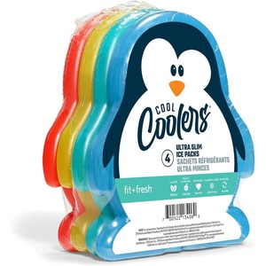 image:imageFit amp Fresh Cool Coolers Reusable Kids Lunch Box Ice Packs 4pk  Shaped Character Ice Packs for Kids Slim Design for Lunch Bags amp Coolers Quick Freeze BPAFree Pink BowsPenguin 4 Pack