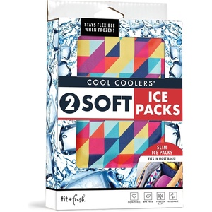 image:imageFit amp Fresh Cool Coolers Soft Ice Packs for Lunch Bags amp Coolers 2pk  LongLasting Reusable Ice Packs Flexible BPAFree Freezer Packs for Lunch Boxes Work School Breastmilk amp TravelMulti Prism Geo  Cobalt