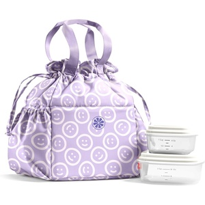 image:imageFit amp Fresh Cromwell Cinch Insulated Lunch Bag for Women wContainers  Durable Lunch Box for Women Meal Prep Lunch Tote For Nurses Teachers School Work LeakResistant Large CapacityLavender Smiles