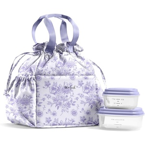 image:imageFit amp Fresh Cromwell Cinch Insulated Lunch Bag for Women wContainers  Durable Lunch Box for Women Meal Prep Lunch Tote For Nurses Teachers School Work LeakResistant Large CapacityPurple Floral Toile