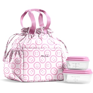 image:imageFit amp Fresh Cromwell Cinch Insulated Lunch Bag for Women wContainers  Durable Lunch Box for Women Meal Prep Lunch Tote For Nurses Teachers School Work LeakResistant Large CapacityPink