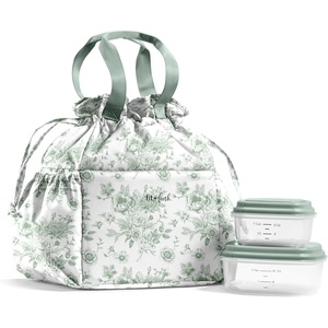 image:imageFit amp Fresh Cromwell Cinch Insulated Lunch Bag for Women wContainers  Durable Lunch Box for Women Meal Prep Lunch Tote For Nurses Teachers School Work LeakResistant Large CapacitySage Floral Toile
