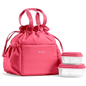 image:imageFit amp Fresh Cromwell Cinch Insulated Lunch Bag for Women wContainers  Durable Lunch Box for Women Meal Prep Lunch Tote For Nurses Teachers School Work LeakResistant Large CapacityWatermelon Pink