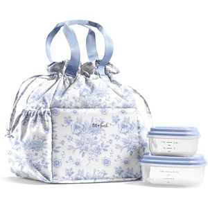 image:imageFit amp Fresh Cromwell Cinch Insulated Lunch Bag for Women wContainers  Durable Lunch Box for Women Meal Prep Lunch Tote For Nurses Teachers School Work LeakResistant Large CapacityBlue Floral Toile