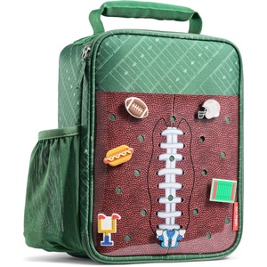 image:imageFit amp Fresh Customizable Kids Lunch Box for Girls  6 Cute Charms Included  Bottle Pocket BPAFree EasytoClean LeakResistant  Insulated Kids Lunch Bag School Compatible w Shoe CharmsGreen Football