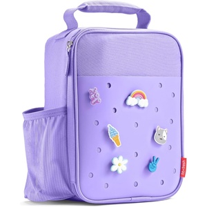 image:imageFit amp Fresh Customizable Kids Lunch Box for Girls  6 Cute Charms Included  Bottle Pocket BPAFree EasytoClean LeakResistant  Insulated Kids Lunch Bag School Compatible w Shoe CharmsPurple