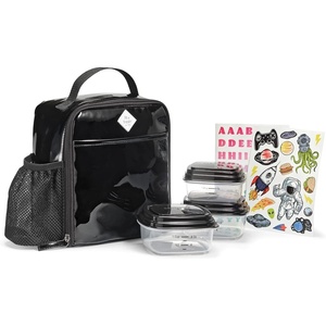 image:imageFit amp Fresh DIY Sticker Lunch Bag For Kids Insulated Lunch Box For Kids Boys amp Girls With 3 Matching Snack Containers amp 2 Sticker Sets School Lunch Box BlackBlack