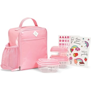 image:imageFit amp Fresh DIY Sticker Lunch Bag For Kids Insulated Lunch Box For Kids Boys amp Girls With 3 Matching Snack Containers amp 2 Sticker Sets School Lunch Box BlackPink