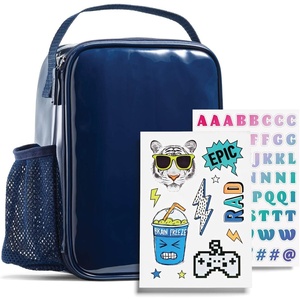 image:imageFit amp Fresh DIY Sticker Lunch Bag For Kids Insulated Lunch Box For Kids Boys amp Girls With 3 Matching Snack Containers amp 2 Sticker Sets School Lunch Box BlackNavy