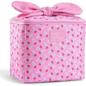 image:imageFit amp Fresh Luna Insulated Kids Lunch Box for Girls Floral Bow Lunch Tote  Easy Carry Handle BPAFree EasytoClean  Kids Lunch Bag Back to School Preschool Kindergarten Cute for Girls amp TweensSweet Pink Block Print