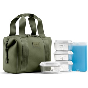 image:imageFit amp Fresh Remi Neoprene Lunch Bag for Women wIce Pack amp Containers  Machine Washable Lunch Box For Women Self Insulating Durable Neoprene Large Capacity For Nurses Teachers School WorkOlive Green