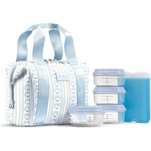image:imageFit amp Fresh Remi Neoprene Lunch Bag for Women wIce Pack amp Containers  Machine Washable Lunch Box For Women Self Insulating Durable Neoprene Large Capacity For Nurses Teachers School WorkBlue Wallpaper Bows