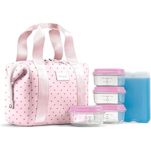 image:imageFit amp Fresh Remi Neoprene Lunch Bag for Women wIce Pack amp Containers  Machine Washable Lunch Box For Women Self Insulating Durable Neoprene Large Capacity For Nurses Teachers School WorkTiny Hearts