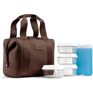 image:imageFit amp Fresh Remi Neoprene Lunch Bag for Women wIce Pack amp Containers  Machine Washable Lunch Box For Women Self Insulating Durable Neoprene Large Capacity For Nurses Teachers School WorkDark Chocolate