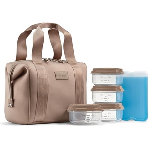 image:imageFit amp Fresh Remi Neoprene Lunch Bag for Women wIce Pack amp Containers  Machine Washable Lunch Box For Women Self Insulating Durable Neoprene Large Capacity For Nurses Teachers School WorkTaupe