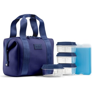 image:imageFit amp Fresh Remi Neoprene Lunch Bag for Women wIce Pack amp Containers  Machine Washable Lunch Box For Women Self Insulating Durable Neoprene Large Capacity For Nurses Teachers School WorkNavy