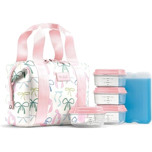 image:imageFit amp Fresh Remi Neoprene Lunch Bag for Women wIce Pack amp Containers  Machine Washable Lunch Box For Women Self Insulating Durable Neoprene Large Capacity For Nurses Teachers School WorkDainty Bows
