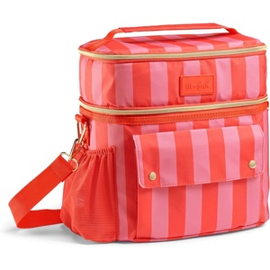 image:imageFit amp Fresh Sidekick Dual Compartment Insulated Soft Cooler Bag amp Lunch Box  Bottle Pocket Extra Storage Crossbody Strap 15Can Capacity LeakResistant Small Cooler For Beach Pool Work amp TravelDaiquiri Cabana Stripe
