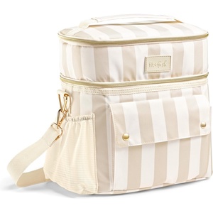 image:imageFit amp Fresh Sidekick Dual Compartment Insulated Soft Cooler Bag amp Lunch Box  Bottle Pocket Extra Storage Crossbody Strap 15Can Capacity LeakResistant Small Cooler For Beach Pool Work amp TravelPina Colada Cabana