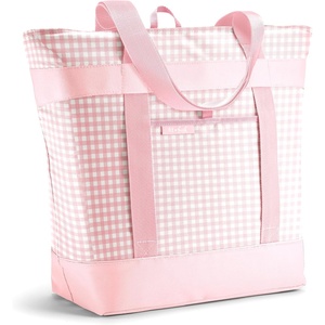 image:imageFit amp Fresh XL Insulated Cooler Bag for Groceries Collapsible Soft Cooler  LeakResistant EasytoClean amp Durable Food Carrier Thermal Cooler Bag Insulated Grocery Tote Bag Farmers Market Tote BagPink Gingham