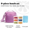 image:imageFit amp Fresh BREE Meal Prep Lunch Box With Containers Ice Pack and Shaker Bottle For Men and Women 6pc Meal Prep Kit Lunch Bag With Containers Included MauveMauve New