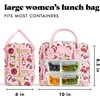 image:imageFit amp Fresh Bloomington Lunch Bag for Women  Insulated Large Lunch Box for Work with Containers LeakResistant StainResistant Zipper Closure All Smiles Bubble GumPink Pasta Dinner