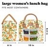 image:imageFit amp Fresh Bloomington Lunch Bag for Women  Insulated Large Lunch Box for Work with Containers LeakResistant StainResistant Zipper Closure All Smiles Bubble GumOrange Blossoms