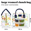 image:imageFit amp Fresh Bloomington Lunch Bag for Women  Insulated Large Lunch Box for Work with Containers LeakResistant StainResistant Zipper Closure All Smiles Bubble GumFruit Print