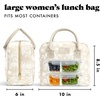 image:imageFit amp Fresh Bloomington Lunch Bag for Women  Insulated Large Lunch Box for Work with Containers LeakResistant StainResistant Zipper Closure All Smiles Bubble GumTan Toile