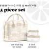 image:imageFit amp Fresh Bloomington Lunch Bag for Women  Insulated Large Lunch Box for Work with Containers LeakResistant StainResistant Zipper Closure StrawberryTan Toile