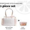image:imageFit amp Fresh Copley Insulated Lunch Bag for Women wContainers  Large Capacity Lunch Box for Women with Bottle Pockets Meal Prep Lunch Tote For Nurses Work Lunch Tote for TeachersIvory Feline Fine