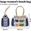 image:imageFit amp Fresh Copley Insulated Lunch Bag for Women wContainers  Large Capacity Lunch Box for Women with Bottle Pockets Meal Prep Lunch Tote For Nurses Work Lunch Tote for TeachersNavy Stripe