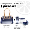 image:imageFit amp Fresh Copley Insulated Lunch Bag for Women wContainers  Large Capacity Lunch Box for Women with Bottle Pockets Meal Prep Lunch Tote For Nurses Work Lunch Tote for TeachersNavy Stripe
