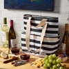 image:imageFit amp Fresh Foundry Wine Carrier Bag amp Soft Cooler Bag Insulated Leak Proof Large Soft Sided Cooler Bag 6 Bottle Wine Bag With Removable Divider For Beach Picnics and Travel CamoBW Stripe