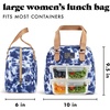 image:imageFit amp Fresh Lunch Bag For Women Insulated Womens Lunch Bag For Work Leakproof amp StainResistant Large Lunch Box For Women With Containers Zipper Closure Minneola Bag Grey DotBlue Tie Dye