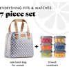 image:imageFit amp Fresh Lunch Bag For Women Insulated Womens Lunch Bag For Work Leakproof amp StainResistant Large Lunch Box For Women With Containers Zipper Closure Minneola Bag Grey DotGrey Dot