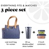 image:imageFit amp Fresh Lunch Bag For Women Insulated Womens Lunch Bag For Work Leakproof amp StainResistant Large Lunch Box For Women With Containers and Matching Tumbler Zipper Westerly Lunch Bag Grey StripNavy Dot