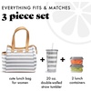 image:imageFit amp Fresh Lunch Bag For Women Insulated Womens Lunch Bag For Work Leakproof amp StainResistant Large Lunch Box For Women With Containers and Matching Tumbler Zipper Westerly Lunch Bag Grey StripGray Stripes