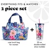 image:imageFit amp Fresh Lunch Bag For Women Insulated Womens Lunch Bag For Work Leakproof amp StainResistant Large Lunch Box For Women With Containers and Matching Tumbler Snap Closure Westport Bag AquaTabitha Floral