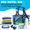 image:imageFit amp Fresh Neoprene Jr Duffel Bag for Boys Carry On Approved  Expandable Duffle w Crossbody Strap Extra Storage Pockets  Zip Pocket  Sports Bag Football Soccer Kids Sleepover BagBlue Green