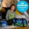 image:imageFit amp Fresh Neoprene Jr Duffel Bag for Boys Carry On Approved  Expandable Duffle w Crossbody Strap Extra Storage Pockets  Zip Pocket  Sports Bag Football Soccer Kids Sleepover BagBlue Green