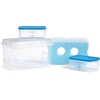 image:imageFit amp Fresh Plastic Lunch Container Bento Box For Adults and Kids Divided Reusable Lunch Container With 3 Compartments For Work School Travel 3 Piece Entree Set With Ice PackComplete Lunch Set
