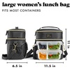 image:imageFit amp Fresh Westminster Dual Compartment Insulated Lunch Bag wContainers  Durable Lunch Box for Women LeakResistant Large Capacity Cooler Meal Prep Lunch Tote For Nurses Teachers School WorkBlack