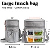 image:imageFit amp Fresh Westminster Dual Compartment Insulated Lunch Bag wContainers  Durable Lunch Box for Women LeakResistant Large Capacity Cooler Meal Prep Lunch Tote For Nurses Teachers School WorkGray