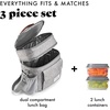 image:imageFit amp Fresh Westminster Dual Compartment Insulated Lunch Bag wContainers  Durable Lunch Box for Women LeakResistant Large Capacity Cooler Meal Prep Lunch Tote For Nurses Teachers School WorkGray