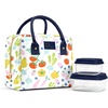 image:imageFit amp Fresh Bloomington Lunch Bag for Women  Insulated Large Lunch Box for Work with Containers LeakResistant StainResistant Zipper Closure All Smiles Bubble GumFruit Print