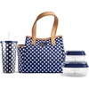 image:imageFit amp Fresh Lunch Bag For Women Insulated Womens Lunch Bag For Work Leakproof amp StainResistant Large Lunch Box For Women With Containers and Matching Tumbler Zipper Westerly Lunch Bag Grey StripNavy Dot